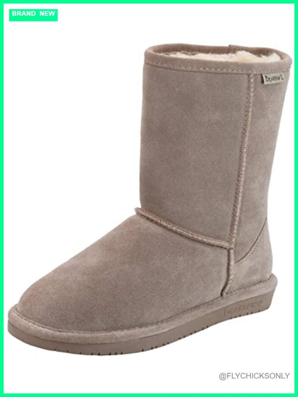 BEARPAW Emma Short Suede Sheepskin Winter Boot Mid-Calf Casual
